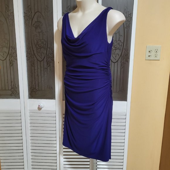 Ralph Lauren Ladies Beautiful Blue Ruched Evening Dress - Picture 4 of 8